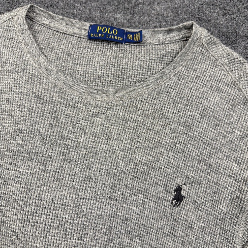 Polo Ralph Lauren Waffle Knit Thermal Shirts Mens 2XL Lot Of 2 Gray Long Sleeve - Picture 2 of 5